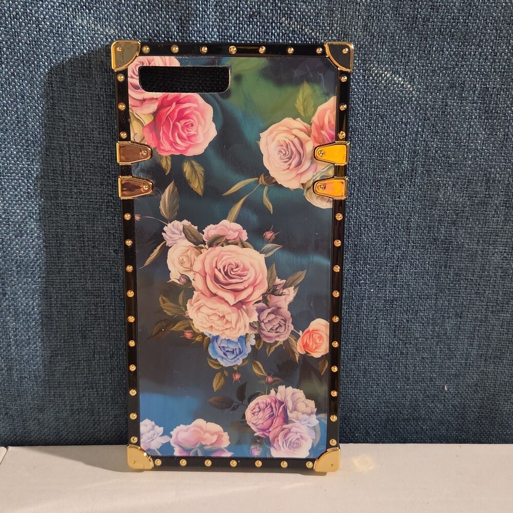 Luxury Trunk Rose Phone Case Gold Rivet Retro Cover